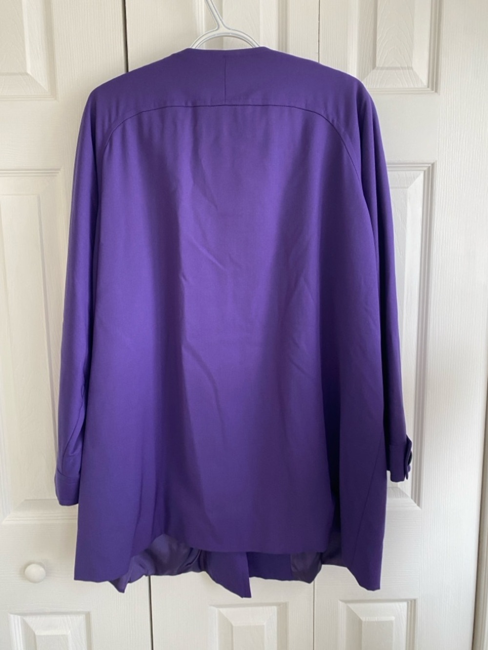 Valentino Miss V Royal Purple Wool Italy Trapeze Swing Coat Vintage 1990s - Picture 10 of 12
